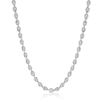 sterling silver puff anchor chain statement necklace