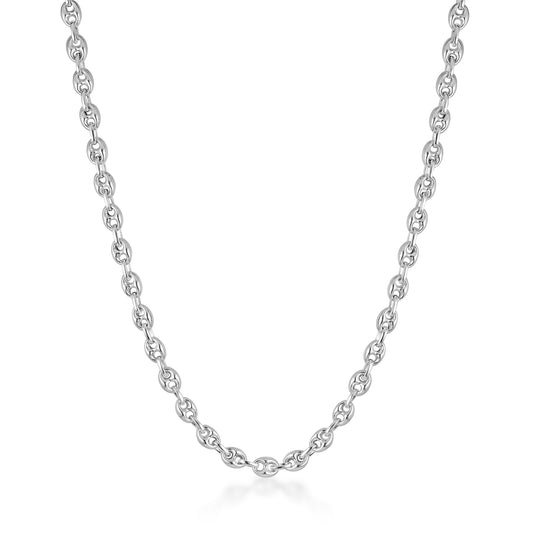 sterling silver puff anchor chain statement necklace