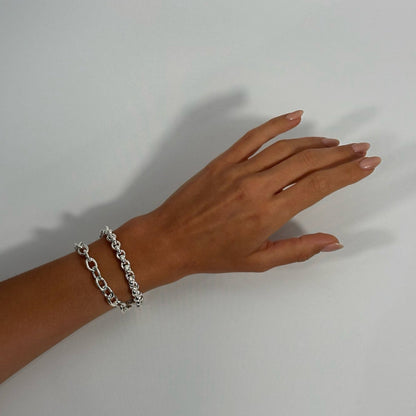sterling silver statement cable chain rolo chain bracelets
