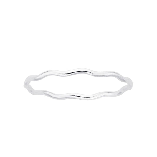 sterling silver wave detail curvy ring